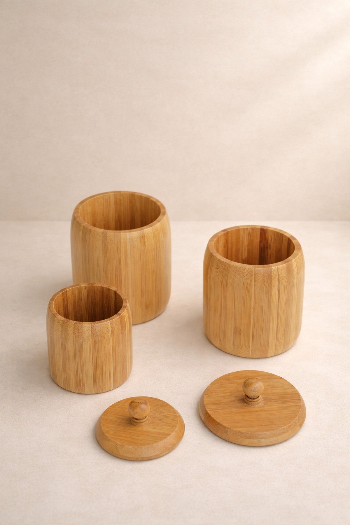 3lü Bambu Kavanoz Seti 11-9-8cm