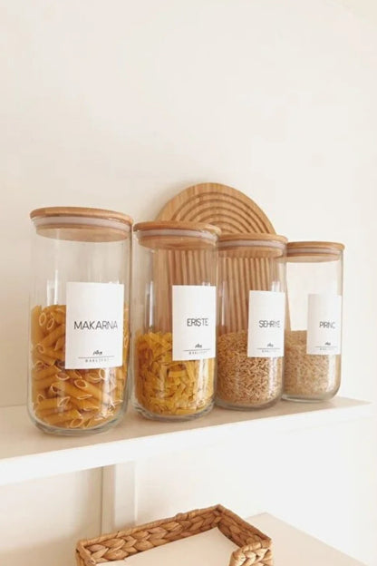 Bambu Vakum Kapaklı 4Lü Büyük Boy Cam Kavanoz