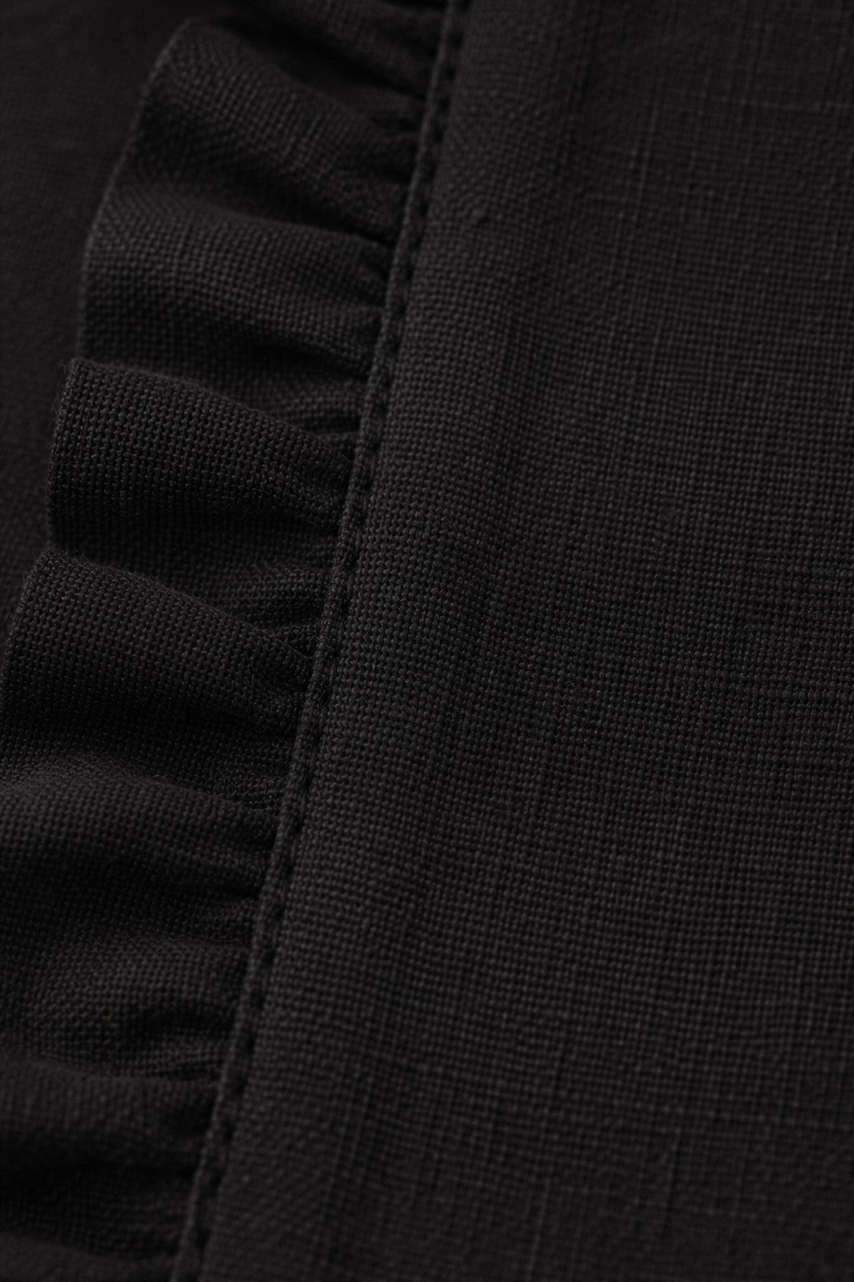 Lune Serisi Yuvarlak Siyah Dak Keten Kumaş Fırfır Detaylı 6 Kişilik 13 Parça Servis Sofra Takımı