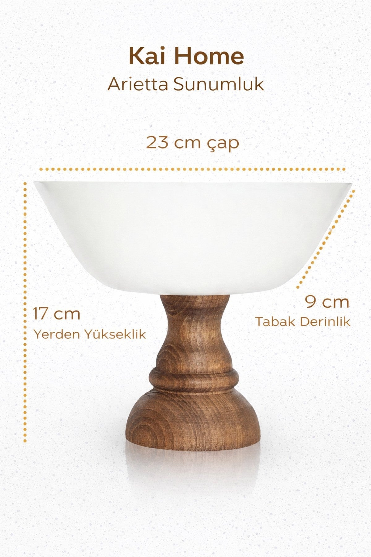 Arietta Ahşap Ayaklı 23 Cm Beyaz Sunum Tabağı, Meyvelik, Tatlı Sunumu, Çerezlik, Kase , Sunumluk