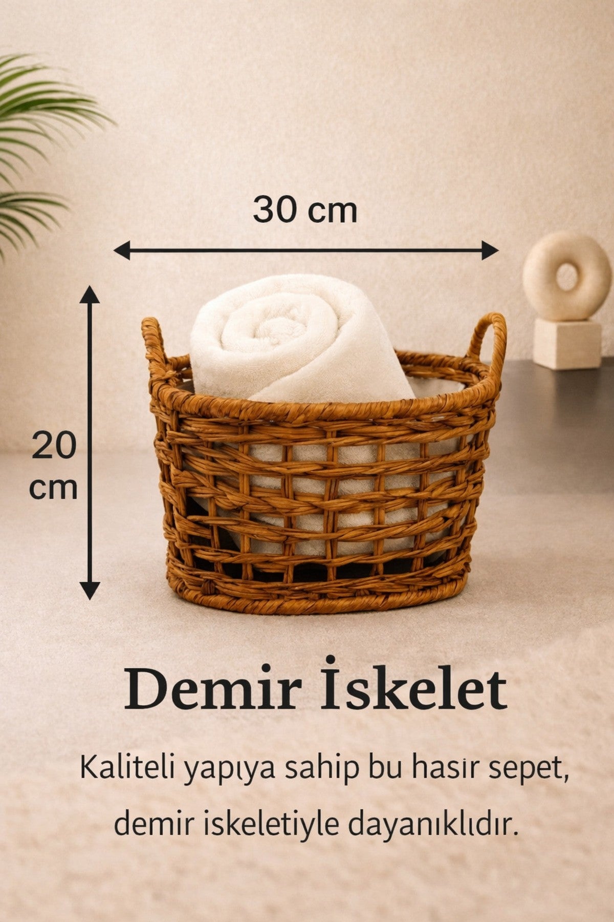 2’li Oval Demir İskeletli Su Sümbülü Örgü Dekoratif Saksılık ve Düzenleyici Sepet Seti