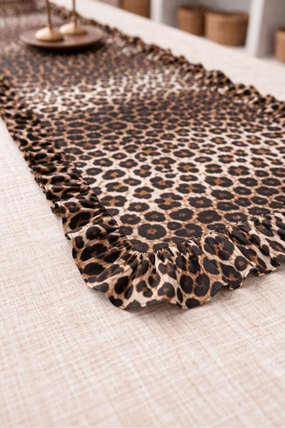 Leopard Serisi Keten Dikdörtgen Fırfırlı Runner