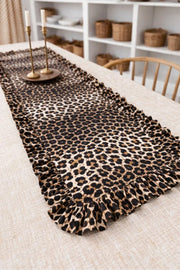 Leopard Serisi Keten Dikdörtgen Fırfırlı Runner