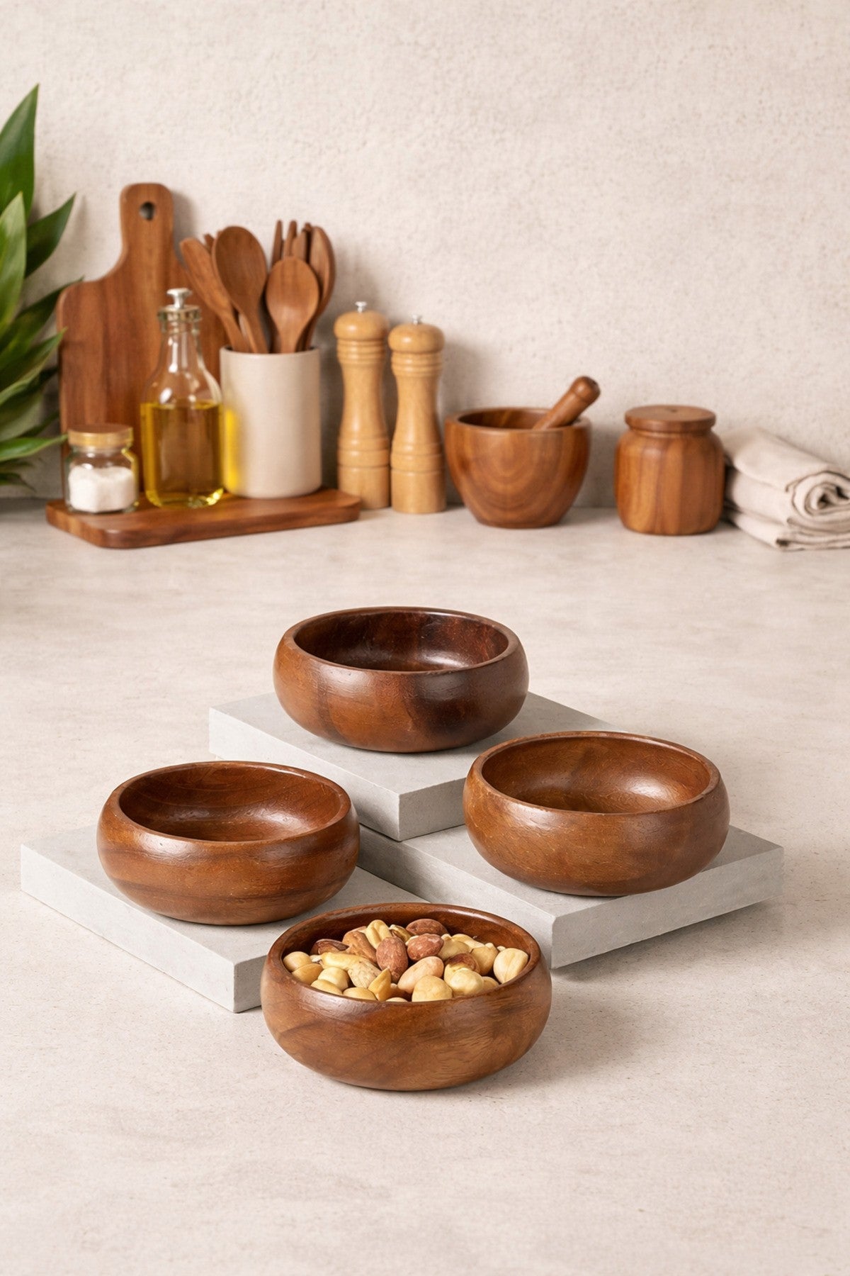 Akasya 12cm 4Lü Yuvarlak Sunum / Çerezlik / Kahvaltılık