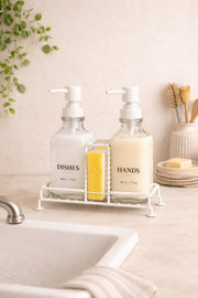 2Li Standlı Krem Sabunluk Seti (Hands, Dishes)