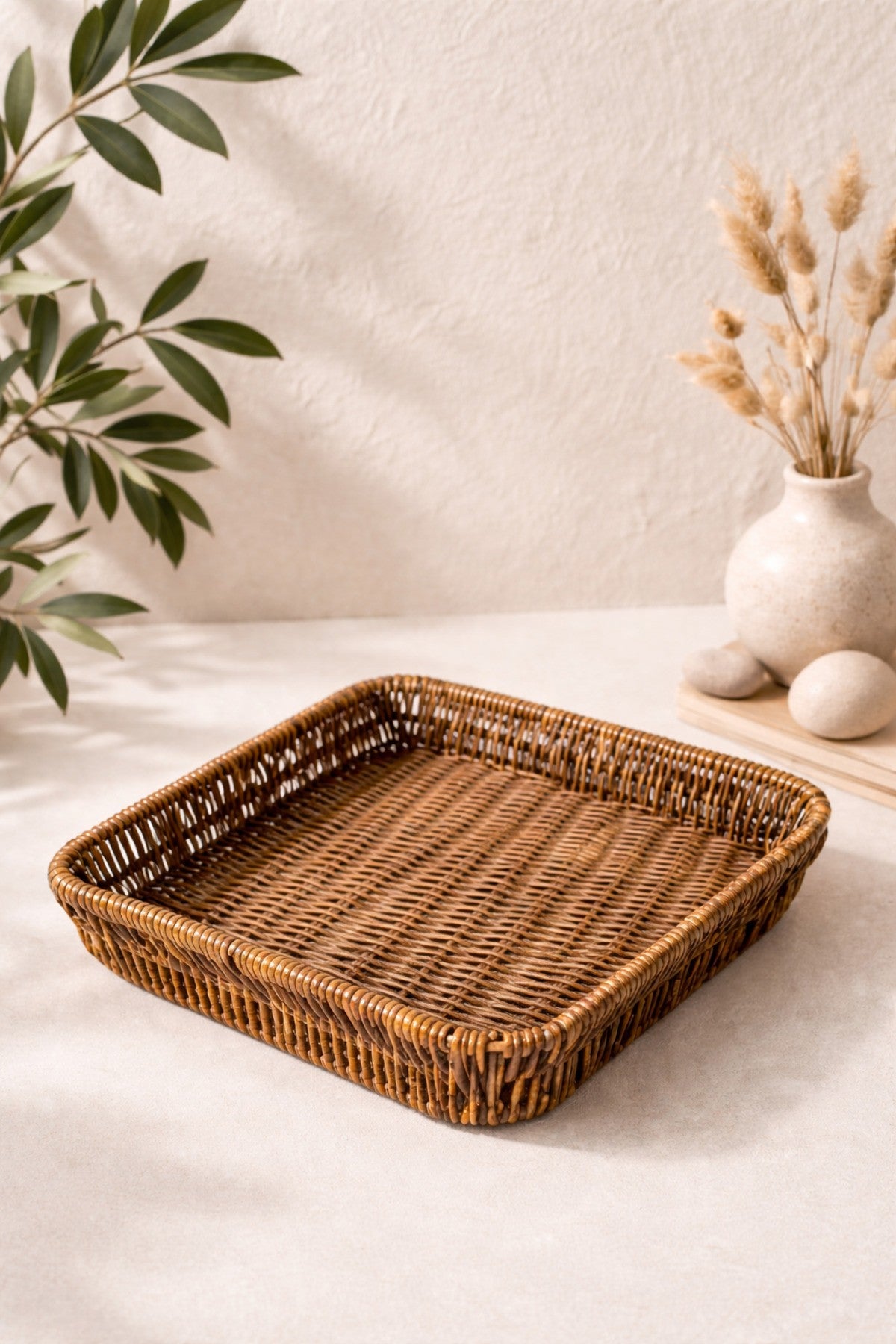 5 Parça Rattan Görünümlü Çerezlik / Sunumluk / Piknik Seti