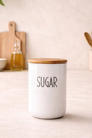 Bambu Vakum Kapaklı Plastik 800ml Sugar (şeker) Kavanozu