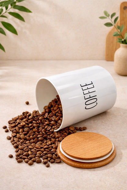 3lü Plastik Bambu Kapaklı Çay/Kahve/Şeker Kavanozu