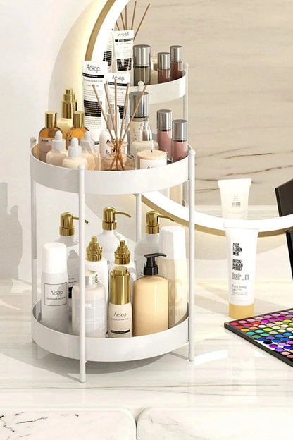 2 Katlı Beyaz Düzenleyici Banyo Mutfak Servis Sunum Standı Makyaj Takı Organizeri