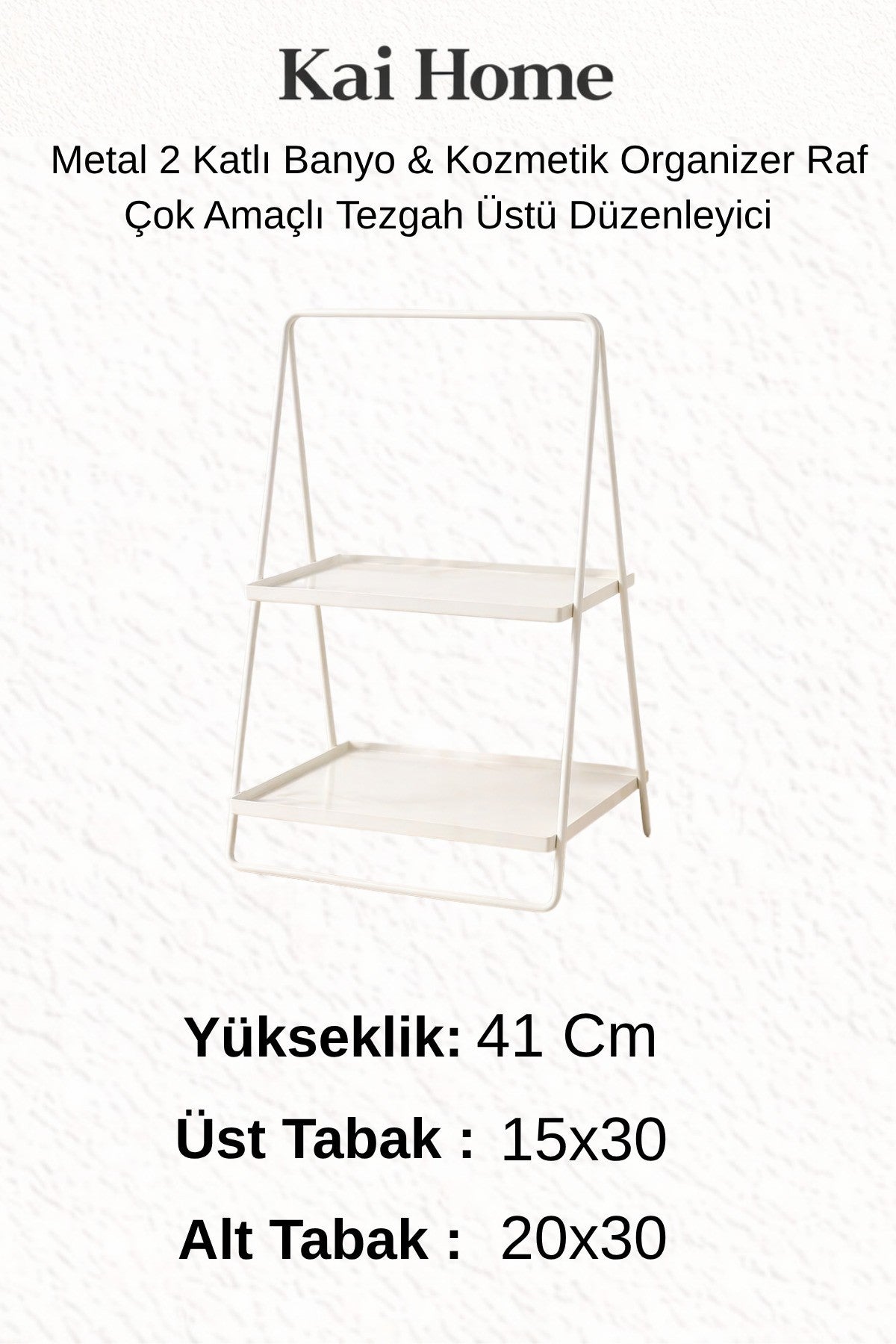 Üçgen Metal Organizer Raf 2 Katlı – Çok Amaçlı Banyo ve Makyaj Düzenleyici
