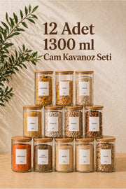 Bambu Vakum Kapaklı 12li Büyük Boy Cam Kavanoz