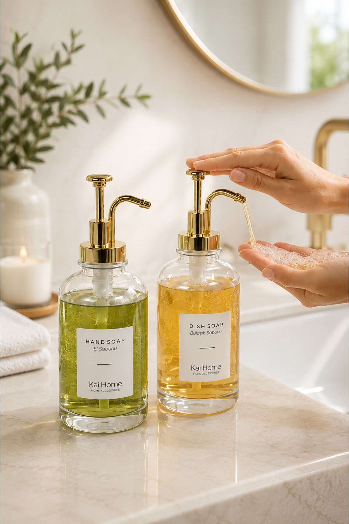 2Li Cam Hand Soap / Dish Soap Sabunluk Seti