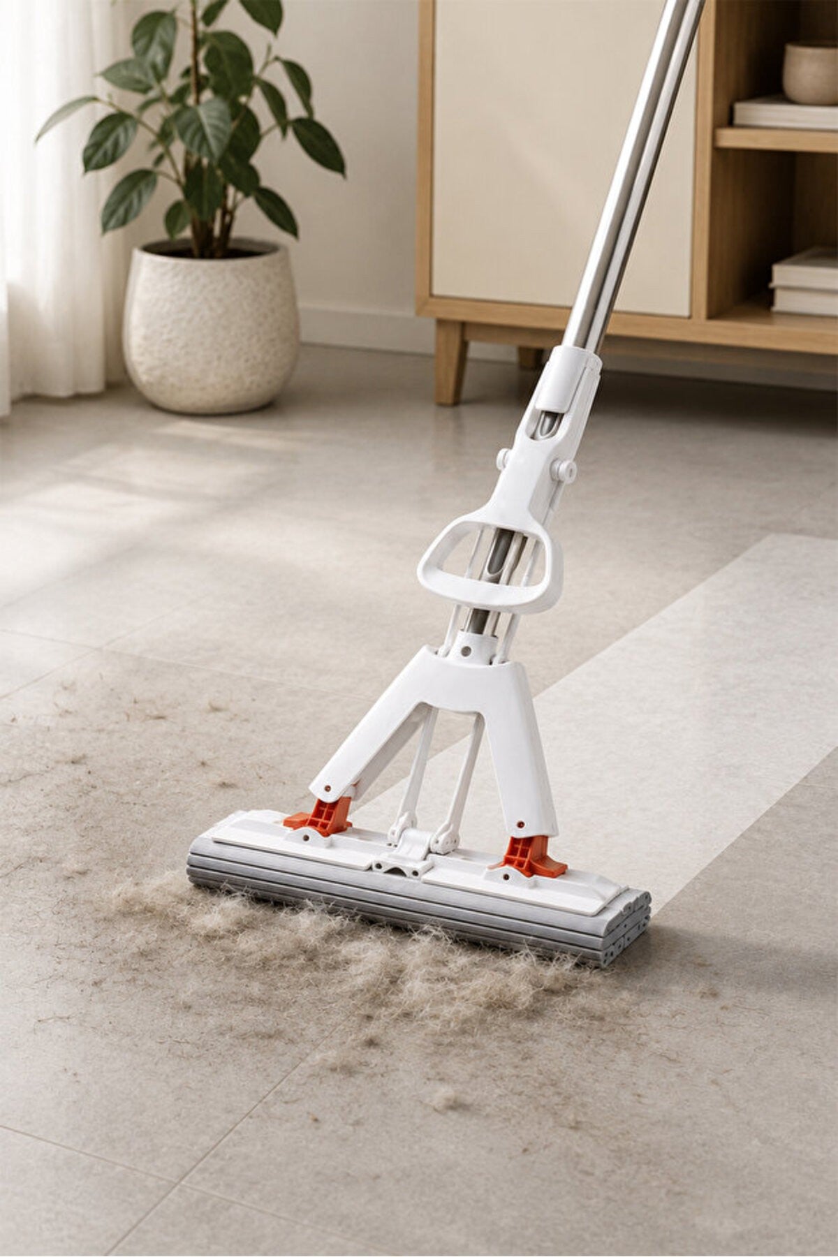 Kelebek Mop Paspas 120 cm Uzun Saplı Sıkmalı Sünger Mop + 1 Yedek Sünger Hediyeli