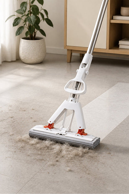 Kelebek Mop Paspas 120 cm Uzun Saplı Sıkmalı Sünger Mop + 1 Yedek Sünger Hediyeli