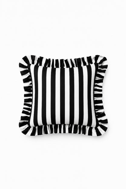 Stripe Kare Fırfırlı Kırlent Kılıfı / Yastık Kılıfı