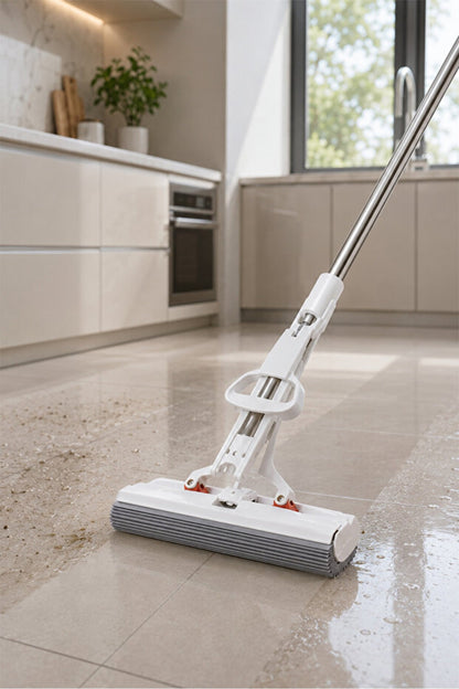 Kelebek Mop Paspas 120 cm Uzun Saplı Sıkmalı Sünger Mop + 1 Yedek Sünger Hediyeli