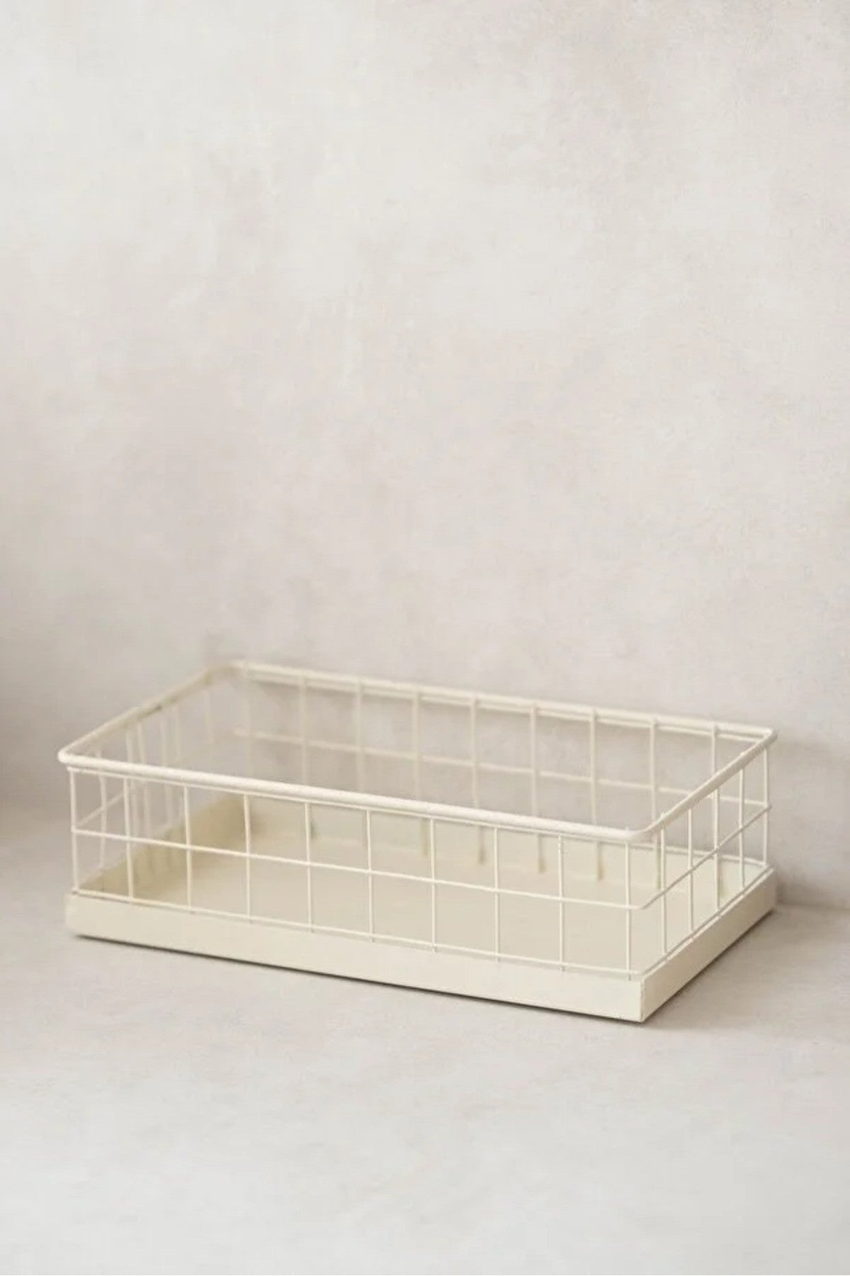 Minimal Krem Metal Organizer Tepsi