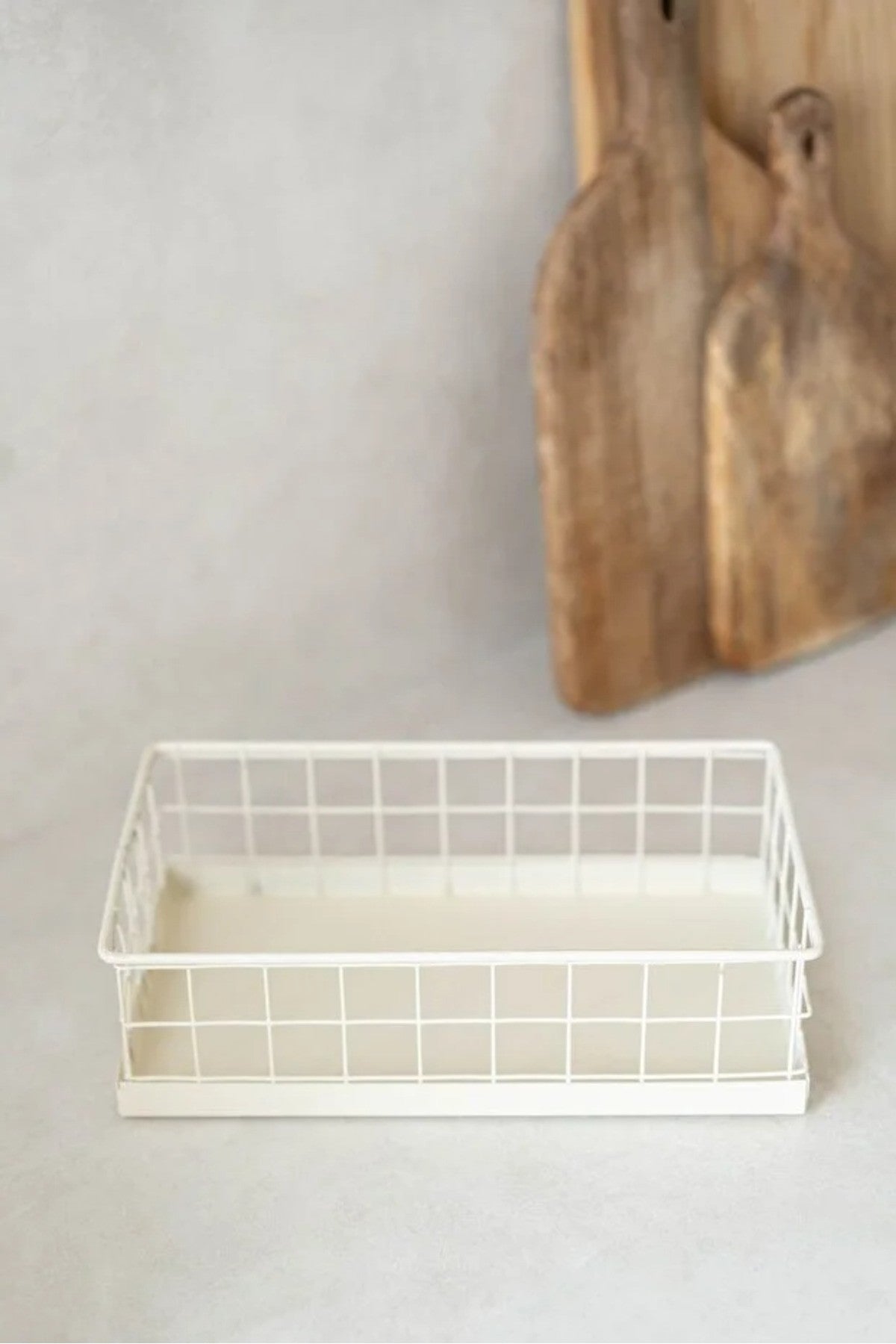 Minimal Krem Metal Organizer Tepsi