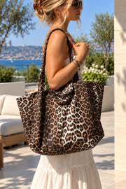Leopar Desenli Büyük Boy Shopper Omuz Çantası – Günlük Kullanım Kadın Çantası