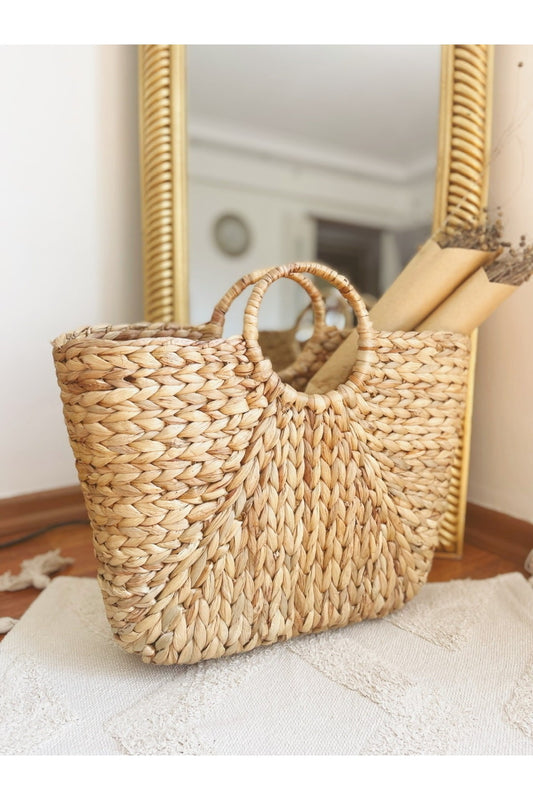 Sağlam Büyük Boy Hasır Çanta/Plaj Çantası