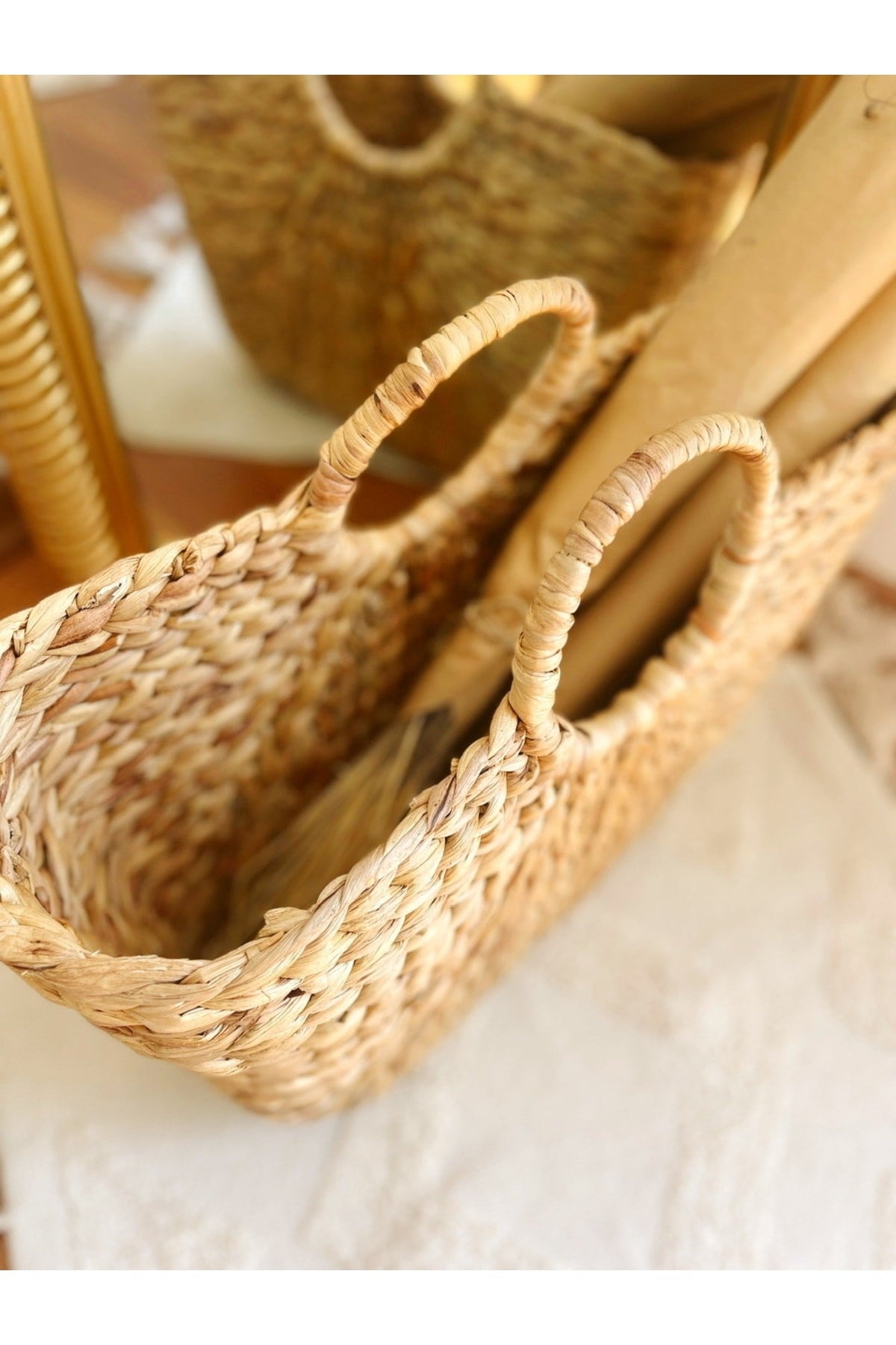 Sağlam Büyük Boy Hasır Çanta/Plaj Çantası