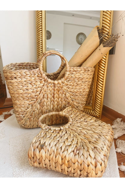Sağlam Büyük Boy Hasır Çanta/Plaj Çantası