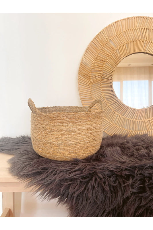 Dekoratif Çok Amaçlı Orta Boy Hasır Sepet/saksılık/düzenleyici