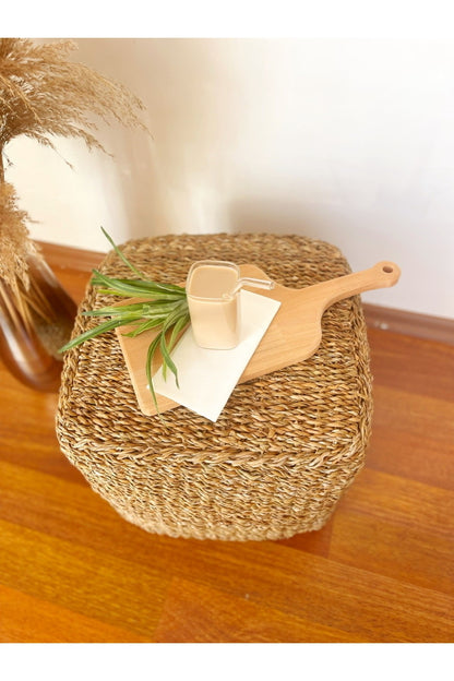 Bambu Hasır Büyük Boy Puf %100 El Işçiliği