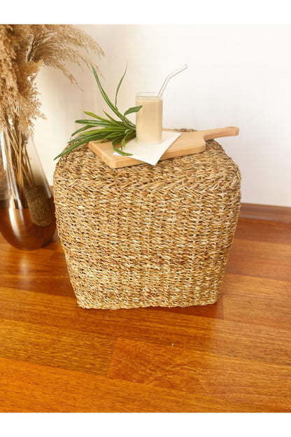 Bambu Hasır Büyük Boy Puf %100 El Işçiliği