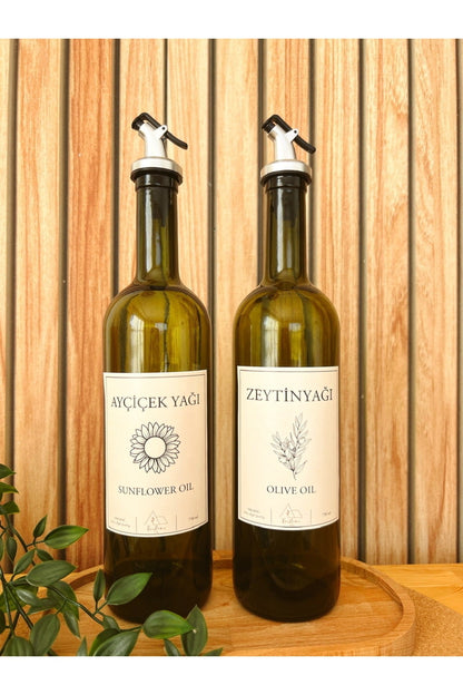 Amber Cam 2li Zeytinyağı Ve Ayçiçekyağı Şişesi 750ml