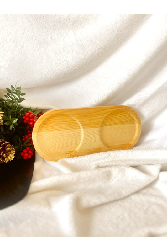 Doğal Ahşap Yağdanlık Ve Sunum Altlığı 2bölmeli