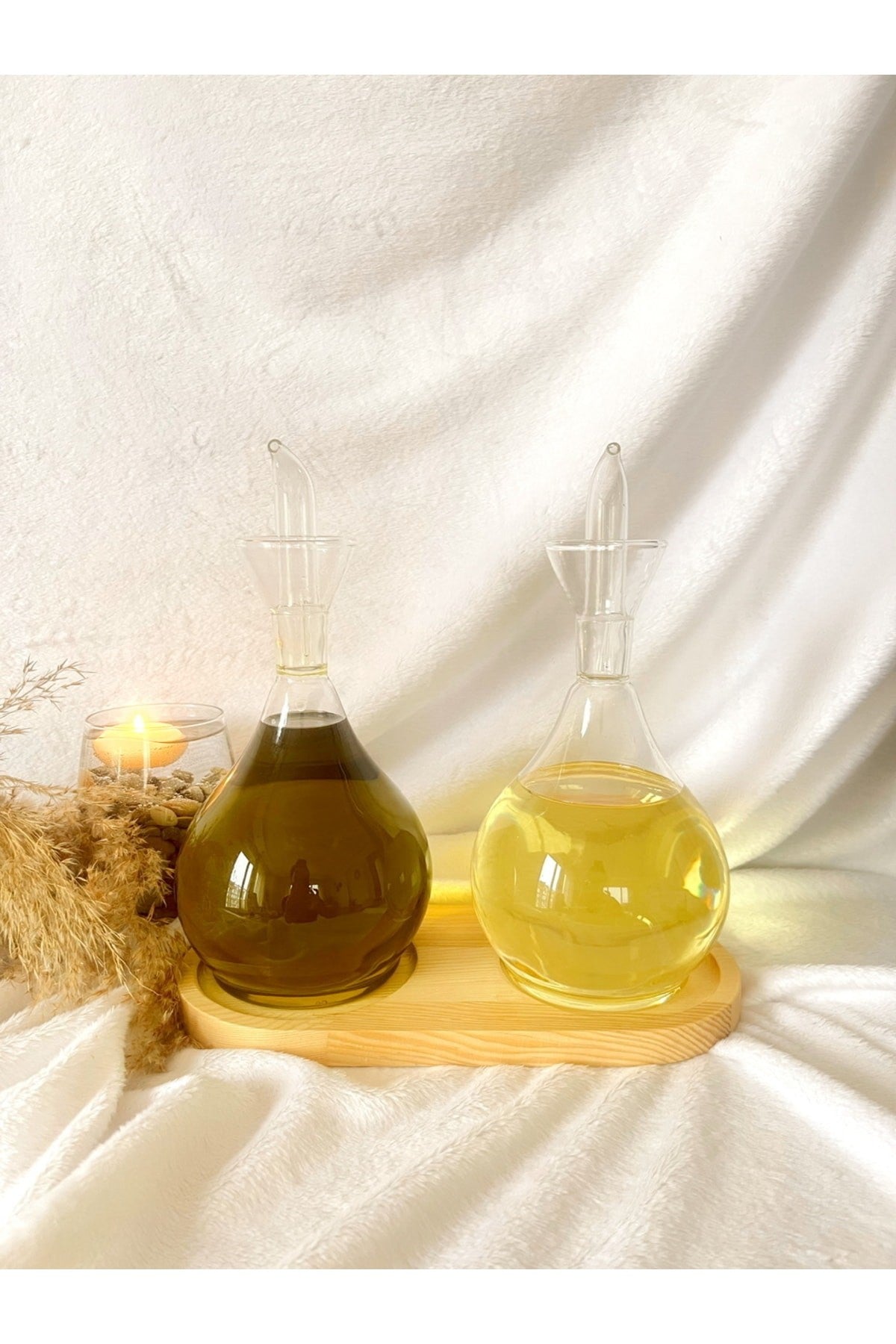 Doğal Ahşap Yağdanlık Ve Sunum Altlığı 2bölmeli