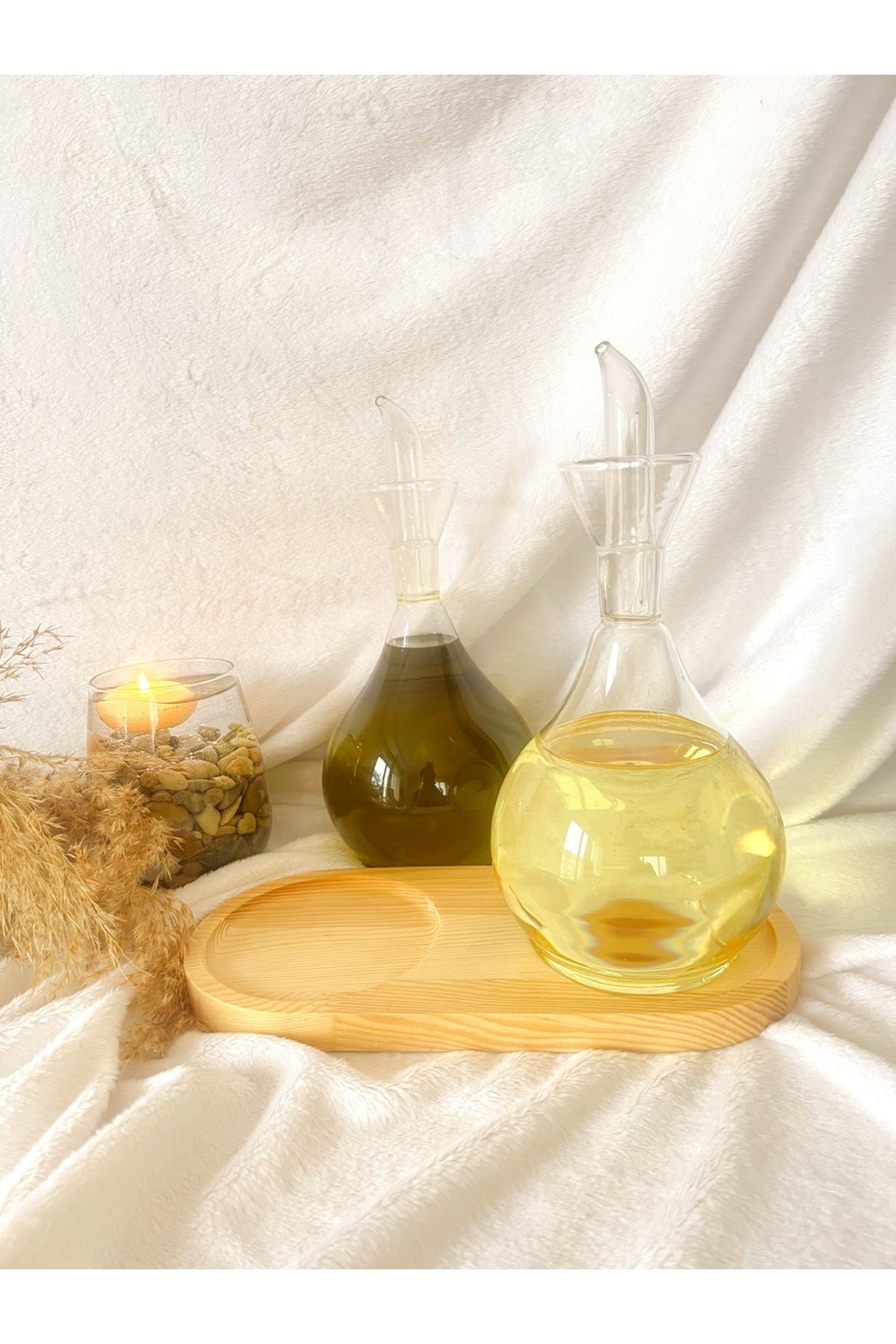 Doğal Ahşap Yağdanlık Ve Sunum Altlığı 2bölmeli