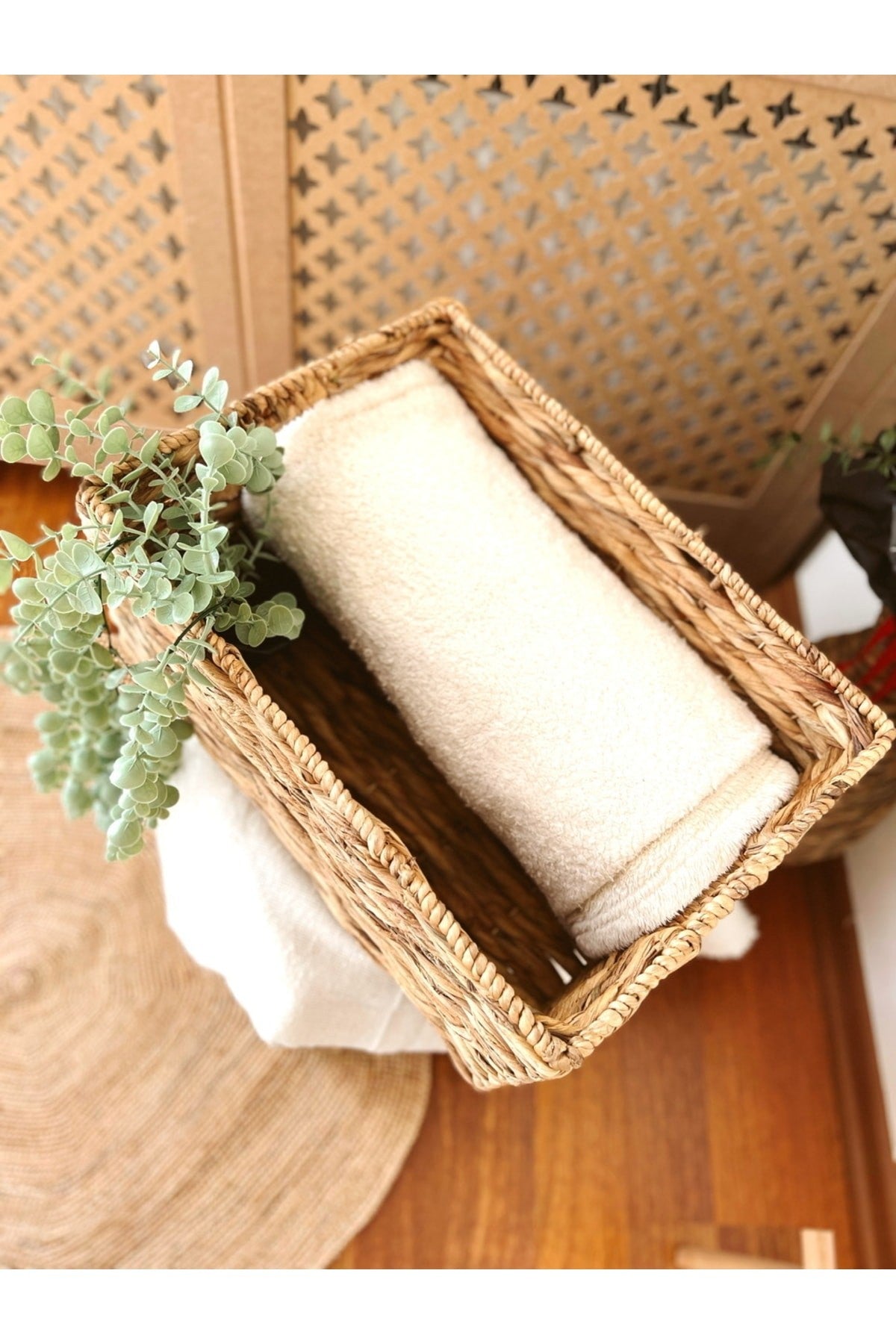 Hasır Sağlam Dikdörtgen Büyük Boy Sepet/düzenleyici