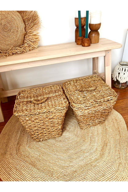 2li Hasır Kapaklı Patates Ve Soğan Sepeti