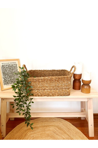 Hasır Kulplu Dikdörtgen Büyük Boy Çok Amaçlı Düzenleyici/ Düzenleyici/ Organizer/Sepet