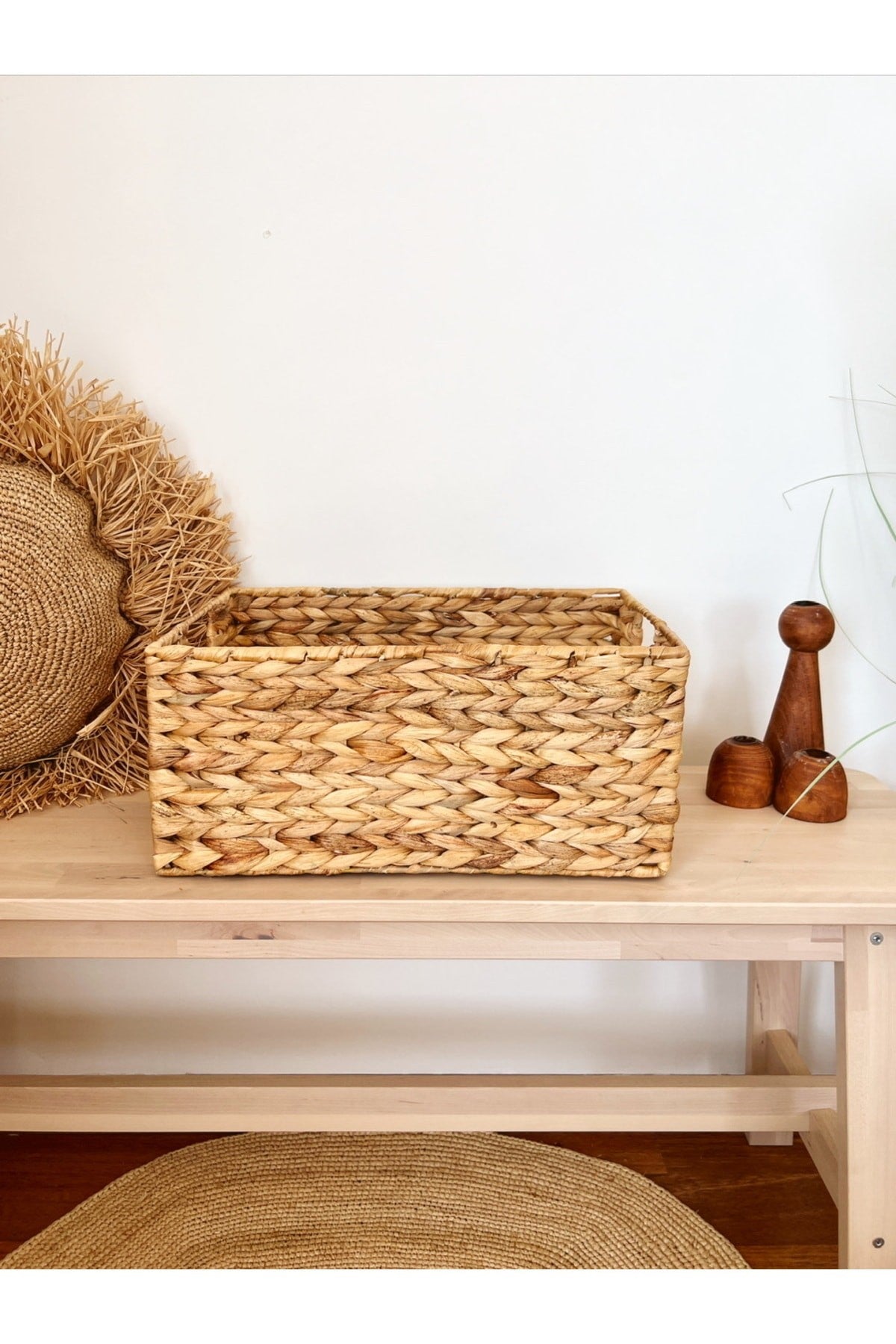 Hasır Su Sümbülü Dikdörtgen 39x26x18cm Düzenleyici/Sepet/Organizer