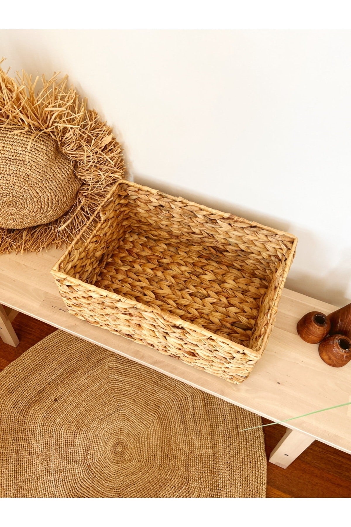 Hasır Su Sümbülü Dikdörtgen 39x26x18cm Düzenleyici/Sepet/Organizer