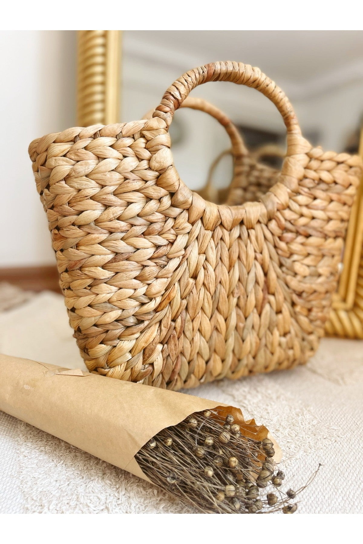 Sağlam Küçük Boy Hasır Çanta