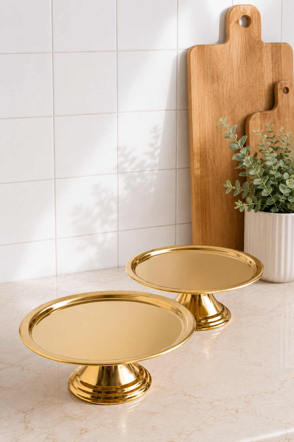 Lüx 2'Li Yuvarlak Gold Tatlı, İkramlık, Çeyizlik Sunum Servis Standı