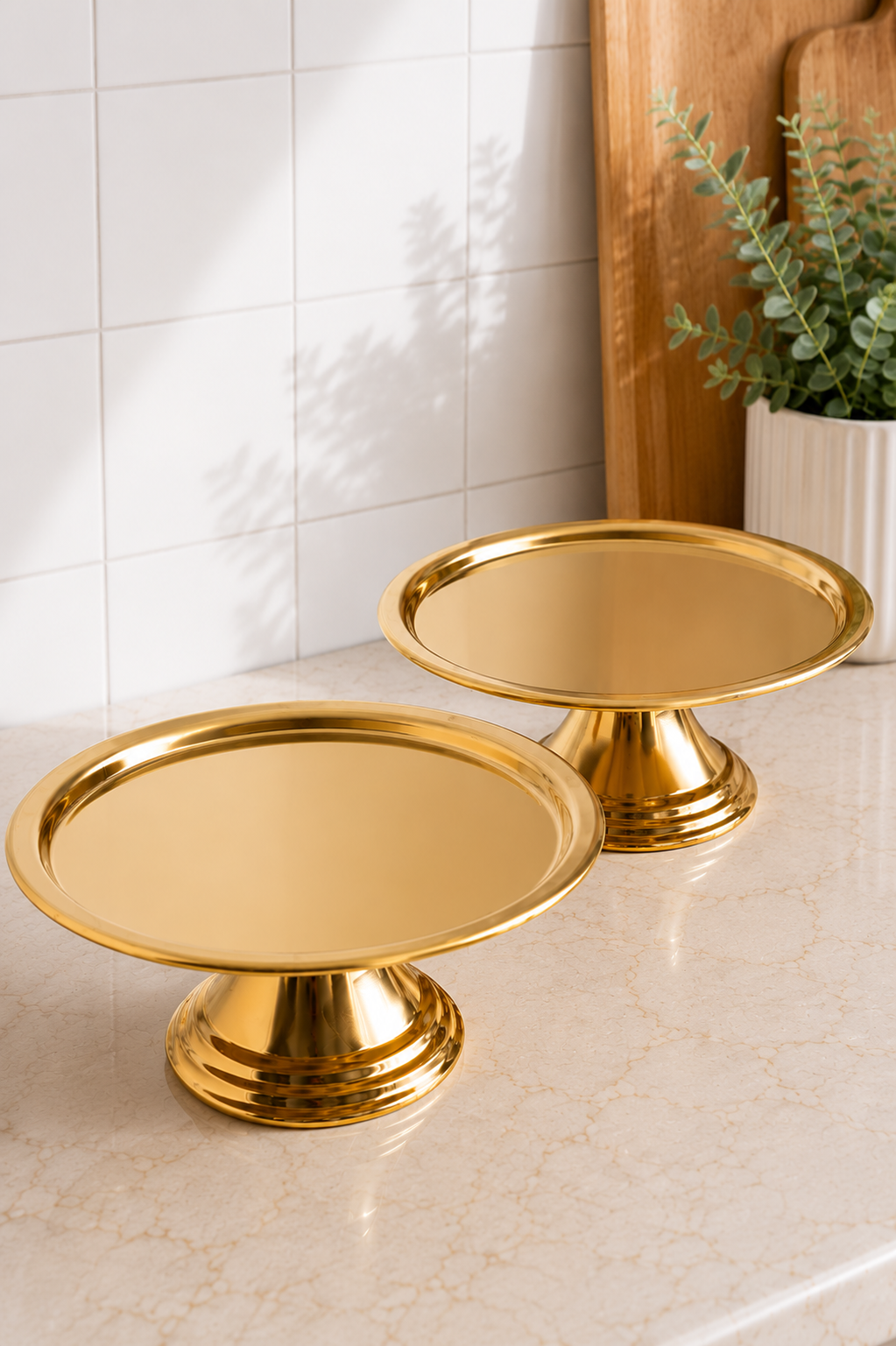 Lüx 2'Li Yuvarlak Gold Tatlı, İkramlık, Çeyizlik Sunum Servis Standı